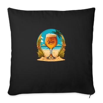 Beach Beer Glass - Sofa pillowcase 17,3'' x 17,3'' (45 x 45 cm) - black - Front
