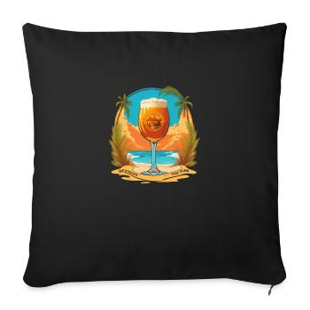 Bier am Strand - Sofakissenbezug 45 x 45 cm - Schwarz - Vorne