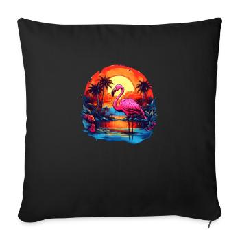 Flamingo at sunset - Sofa pillowcase 17,3'' x 17,3'' (45 x 45 cm) - black - Front