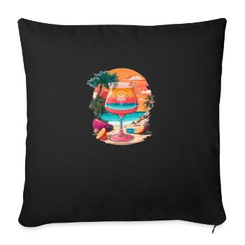 Long Drink Sommer Strand Palmen - Sofakissenbezug 45 x 45 cm - Schwarz - Vorne