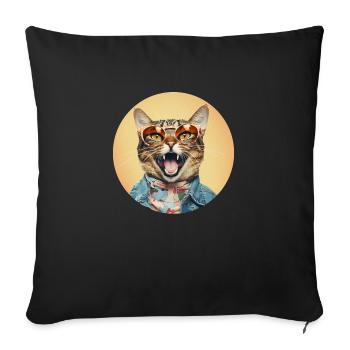 Funny cat design for all cat lovers - Sofa pillowcase 17,3'' x 17,3'' (45 x 45 cm) - black - Front