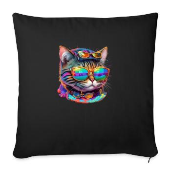 Le chat le plus cool du monde - Housse de coussin décorative 45 x 45 cm - noir - Devant