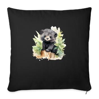 Brown bear - Sofa pillowcase 17,3'' x 17,3'' (45 x 45 cm) - black - Front