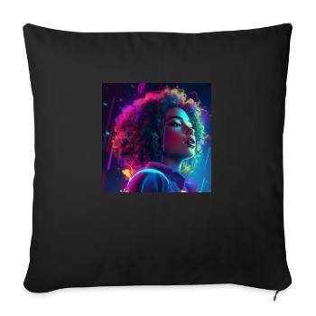 Curly hair woman AI design - Sofa pillowcase 17,3'' x 17,3'' (45 x 45 cm) - black - Front