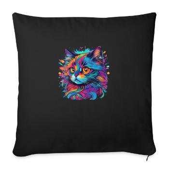 Cat in colors - Sofa pillowcase 17,3'' x 17,3'' (45 x 45 cm) - black - Front