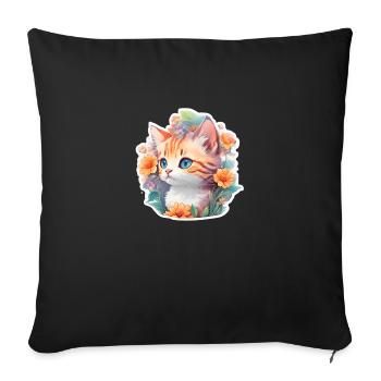 cute baby cat - Sofa pillowcase 17,3'' x 17,3'' (45 x 45 cm) - black - Front