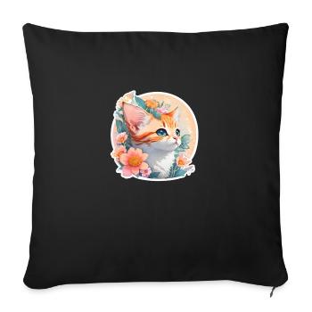 Mignon petit chat - Housse de coussin décorative 45 x 45 cm - noir - Devant