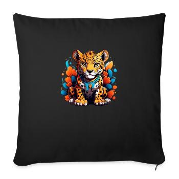 Petit bébé léopard - Housse de coussin décorative 45 x 45 cm - noir - Devant