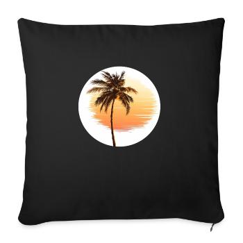 Palmier tropical avec coucher de soleil d’été - Housse de coussin décorative 45 x 45 cm - noir - Devant