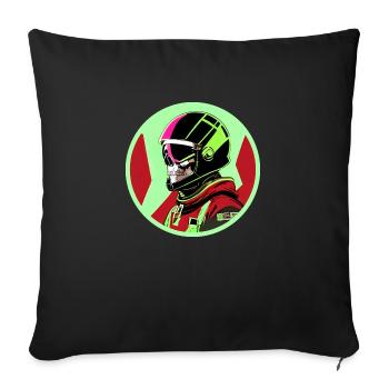 Skull in a helmet - Sofa pillowcase 17,3'' x 17,3'' (45 x 45 cm) - black - Front