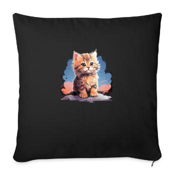 cute baby kitten - Sofa pillowcase 17,3'' x 17,3'' (45 x 45 cm) - black - Front