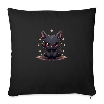 Chat noir mystique - Housse de coussin décorative 45 x 45 cm - noir - Devant