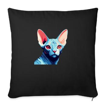 Blaue Katze - Sofakissenbezug 45 x 45 cm - Schwarz - Vorne