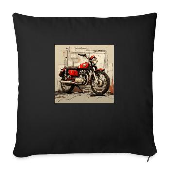 une moto rouge vintage pour un vintage ride ! - Housse de coussin décorative 45 x 45 cm - noir - Devant