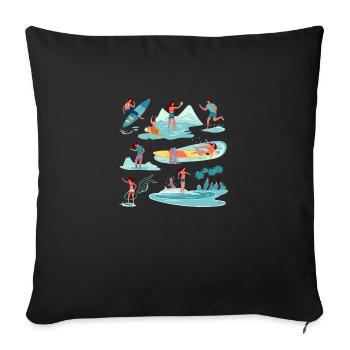 Water activities - Sofa pillowcase 17,3'' x 17,3'' (45 x 45 cm) - black - Front