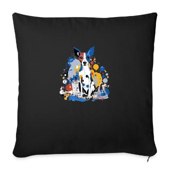 Lojou the painter dog - Sofa pillowcase 17,3'' x 17,3'' (45 x 45 cm) - black - Front