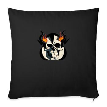 Cute horned skull | Fire of this summer - Sofa pillowcase 17,3'' x 17,3'' (45 x 45 cm) - black - Front