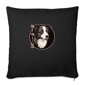 Japanese Border Collie - Sofa pillowcase 17,3'' x 17,3'' (45 x 45 cm) - black - Front