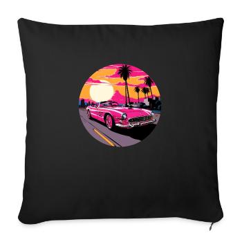Cabrio in Pink - Sofakissenbezug 45 x 45 cm - Schwarz - Vorne