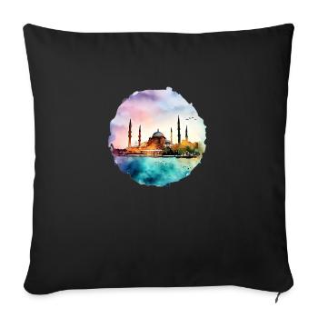Architecture turque, peinture, couleurs - Housse de coussin décorative 45 x 45 cm - noir - Devant