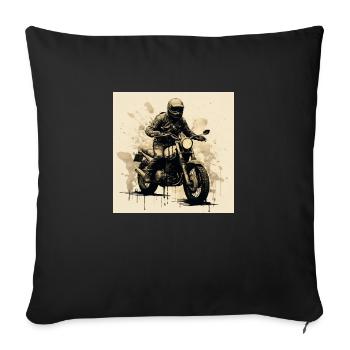 Roadrtip avec une moto vintage ! - Housse de coussin décorative 45 x 45 cm - noir - Devant