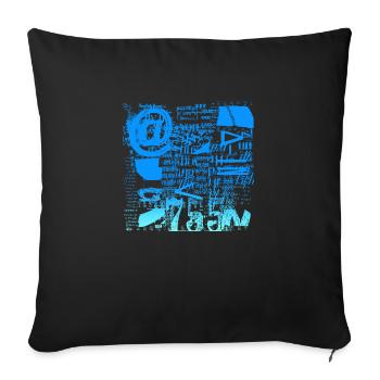 Newspaper Clips Scrapbook Magazines Alphabet Code - Sofa pillowcase 17,3'' x 17,3'' (45 x 45 cm) - black - Front