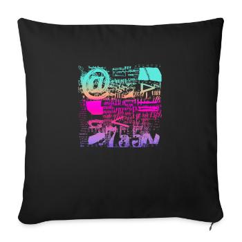 Newspaper Clipps Scrapbook Magazines Alphabet Code - Sofa pillowcase 17,3'' x 17,3'' (45 x 45 cm) - black - Front