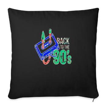 90s mignon 80s rétro vintage drôle cool nostalgie - Housse de coussin décorative 45 x 45 cm - noir - Devant