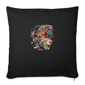 Le visage fleuri - Housse de coussin décorative 45 x 45 cm - noir - Devant