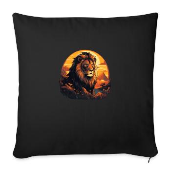 Le lion - le roi des bêtes - Housse de coussin décorative 45 x 45 cm - noir - Devant