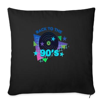 90s mignon 80s rétro vintage drôle cool nostalgie - Housse de coussin décorative 45 x 45 cm - noir - Devant