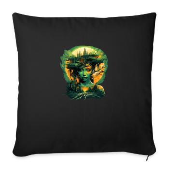 Dryade dans la jungle urbaine - Housse de coussin décorative 45 x 45 cm - noir - Devant