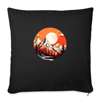 Montagnes au soleil - Housse de coussin décorative 45 x 45 cm - noir - Devant