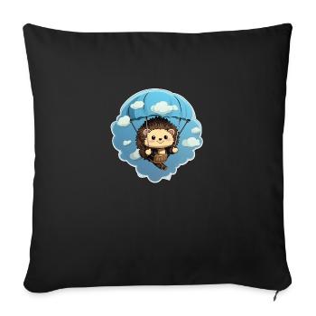 Saut en parachute hérisson - Housse de coussin décorative 45 x 45 cm - noir - Devant