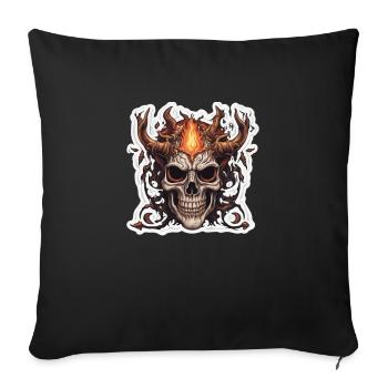 Horned Skull: Blue & Red Fires - Sofa pillowcase 17,3'' x 17,3'' (45 x 45 cm) - black - Front