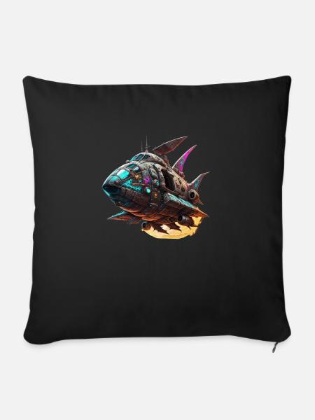 Spaceship - Sofakissenbezug 45 x 45 cm - Schwarz