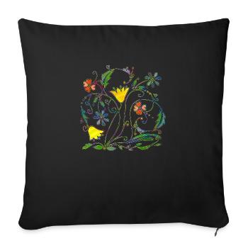 Fleur - Housse de coussin décorative 45 x 45 cm - noir - Devant