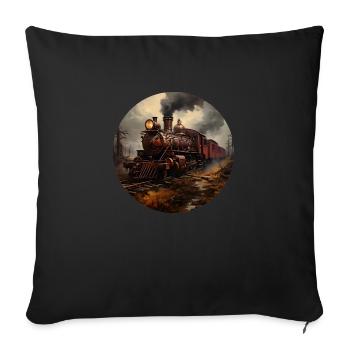 Alte Dampflok - Sofakissenbezug 45 x 45 cm - Schwarz - Vorne