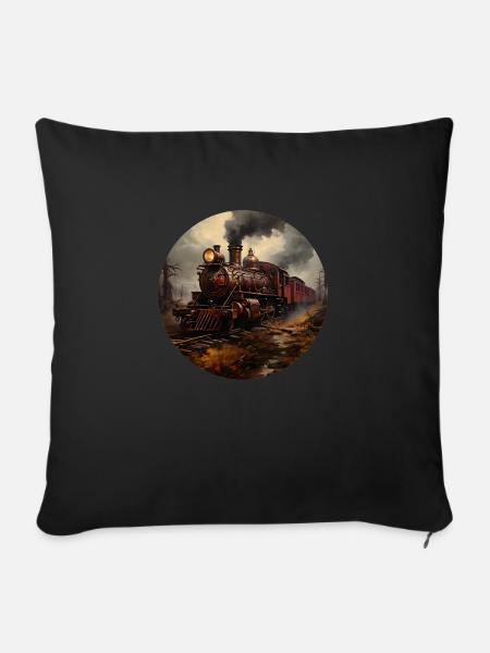 Alte Dampflok - Sofakissenbezug 45 x 45 cm - Schwarz
