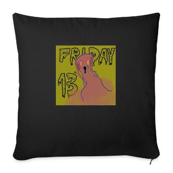 Scared ghost on Friday 13th - Sofa pillowcase 17,3'' x 17,3'' (45 x 45 cm) - black - Front