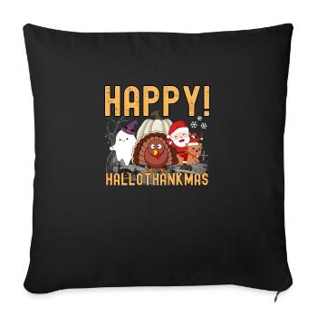 Joyeux Noël de Thanksgiving - Joyeux halothankmas - Housse de coussin décorative 45 x 45 cm - noir - Devant