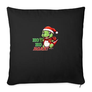 Ho Ho Roar! | Cute dinosaur with Santa hat - Sofa pillowcase 17,3'' x 17,3'' (45 x 45 cm) - black - Front