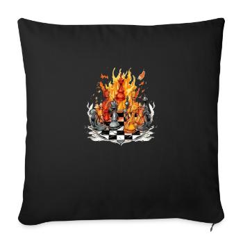 Echiquier en feu - Housse de coussin décorative 45 x 45 cm - noir - Devant