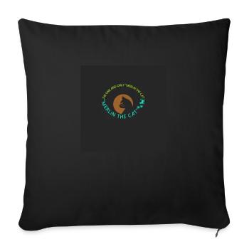 Merlin-le-Chat miaule Bonjour - Housse de coussin décorative 45 x 45 cm - noir - Devant