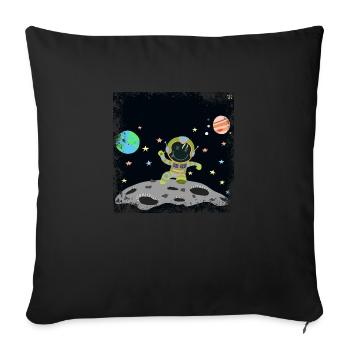 astronaute bleu vert grunge - Housse de coussin décorative 45 x 45 cm - noir - Devant
