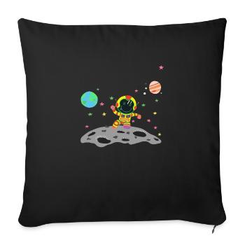 Yellow and red astronaut - Sofa pillowcase 17,3'' x 17,3'' (45 x 45 cm) - black - Front