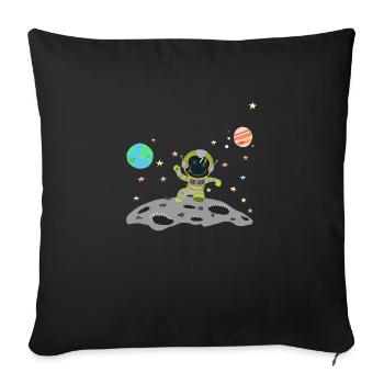 astronaute bleu vert - Housse de coussin décorative 45 x 45 cm - noir - Devant
