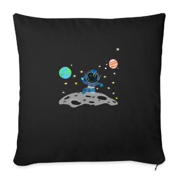 Astronaut gray blue - Sofa pillowcase 17,3'' x 17,3'' (45 x 45 cm) - black - Front