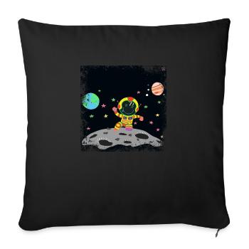 Yellow and red grunge astronaut - Sofa pillowcase 17,3'' x 17,3'' (45 x 45 cm) - black - Front