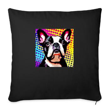 Boston Terrier Pop Art - Housse de coussin décorative 45 x 45 cm - noir - Devant